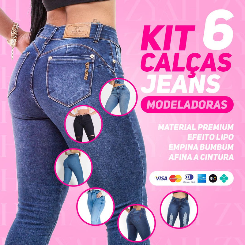 [DIRETO DA FÁBRICA] KIT 6 CALÇAS JEANS MODELADORAS + CINTO FIVELA ARGOLA DUPLA DE BRINDE APENAS HOJE Minha loja P(34-36) 