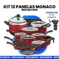 Jogo de Panelas Antiaderente 12 Panelas Monaco Red Edition + BRINDE - (QUEIMA DE ESTOQUE) Minha loja Kit 12 Peças Vermelho 