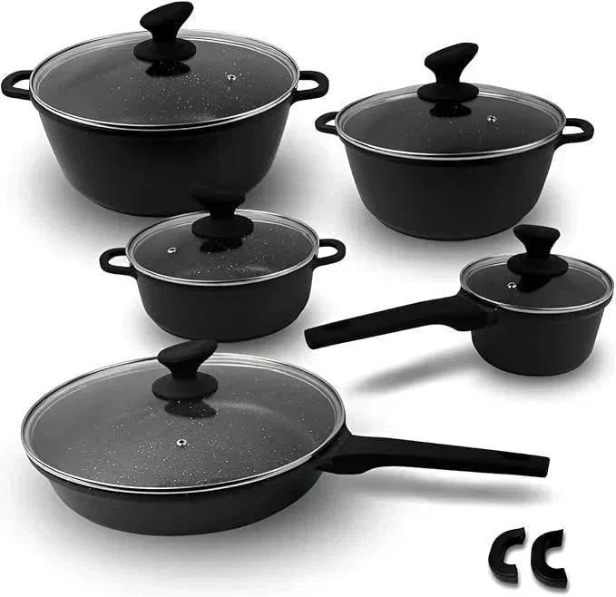 Jogo de Panelas Cookware 12 Peças (indução e gás) Minha loja Preto 