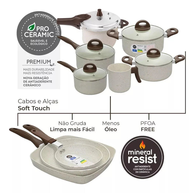 Jogo Panelas Ceramic Smart Plus [22 Peças] + Kit Utensílios em Silicone Minha loja 