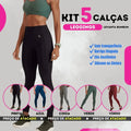 Kit 5 Calças Legging + Tops Brinde - Aumenta Bumbum e Afina Cintura | PROMOÇÃO QUEIMA DE ESTOQUE Minha loja P (36 - 38) Kit 5 Calças (1 de Cada Cor) 