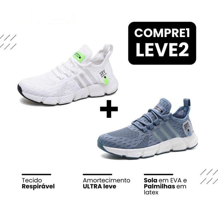 New Tênis FAST PRO Run - Respirável e Ultra Resistente (COMPRE 1 LEVE 2.) Minha loja 35-36 Branco + Azul 