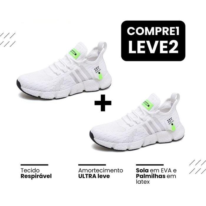 New Tênis FAST PRO Run - Respirável e Ultra Resistente (COMPRE 1 LEVE 2.) Minha loja 35-36 Branco + Branco 