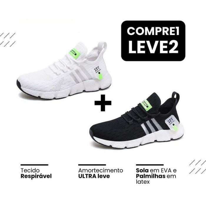 New Tênis FAST PRO Run - Respirável e Ultra Resistente (COMPRE 1 LEVE 2.) Minha loja 35-36 Branco + Preto 