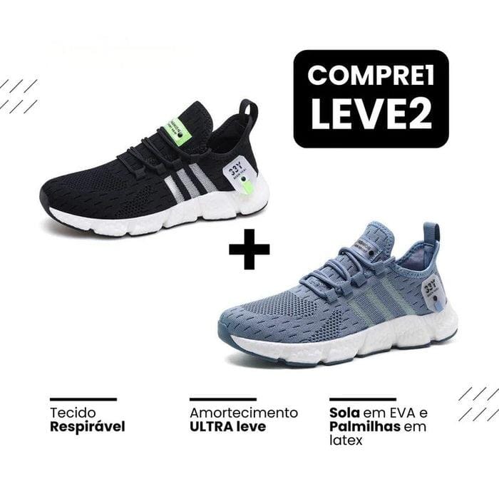 New Tênis FAST PRO Run - Respirável e Ultra Resistente (COMPRE 1 LEVE 2.) Minha loja 35-36 Preto + Azul 