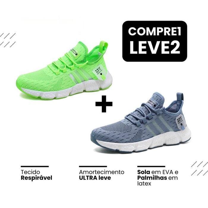 New Tênis FAST PRO Run - Respirável e Ultra Resistente (COMPRE 1 LEVE 2.) Minha loja 35-36 Verde + Azul 