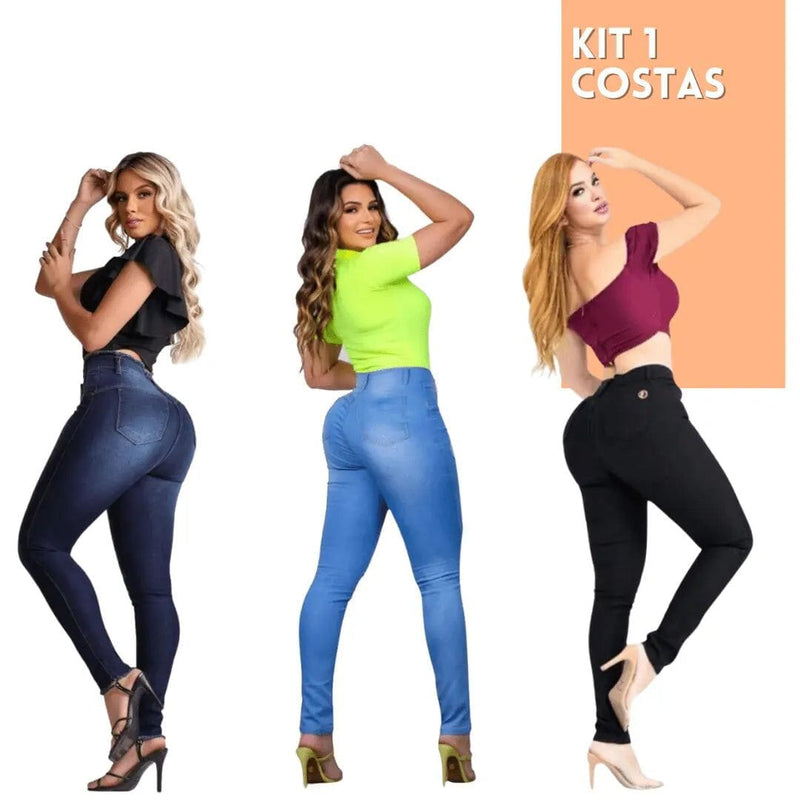 OFERTA DE VERÃO🔥 KIT 3 CALÇAS JEANS MODELADORAS + CINTO FIVELA DE BRINDE APENAS HOJE Minha loja 