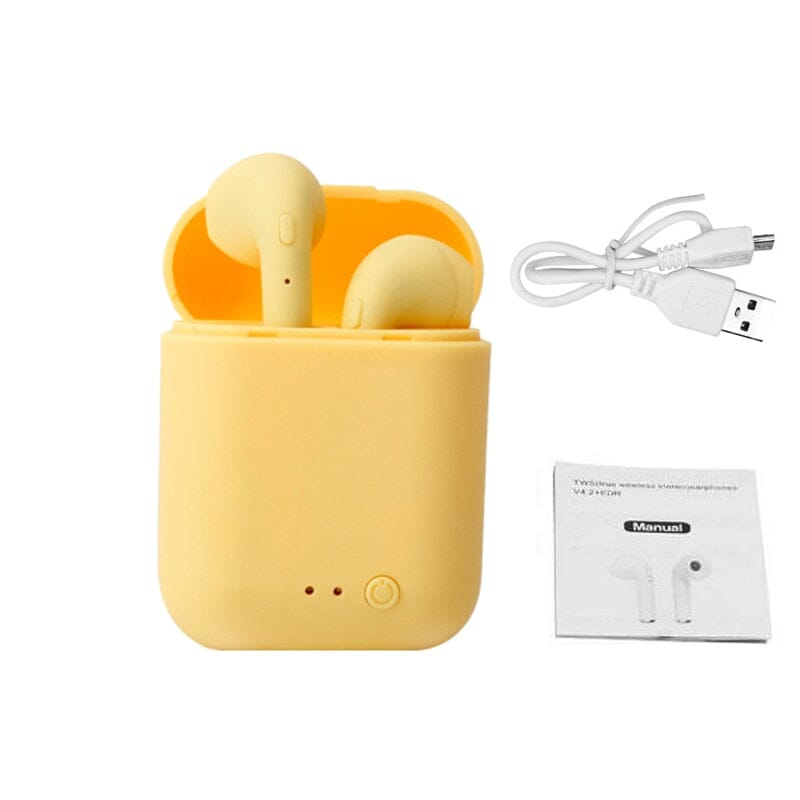Air dots bluetooth 5.0- Universal Fones de ouvido e airdots Divina Elegância Amarelo 