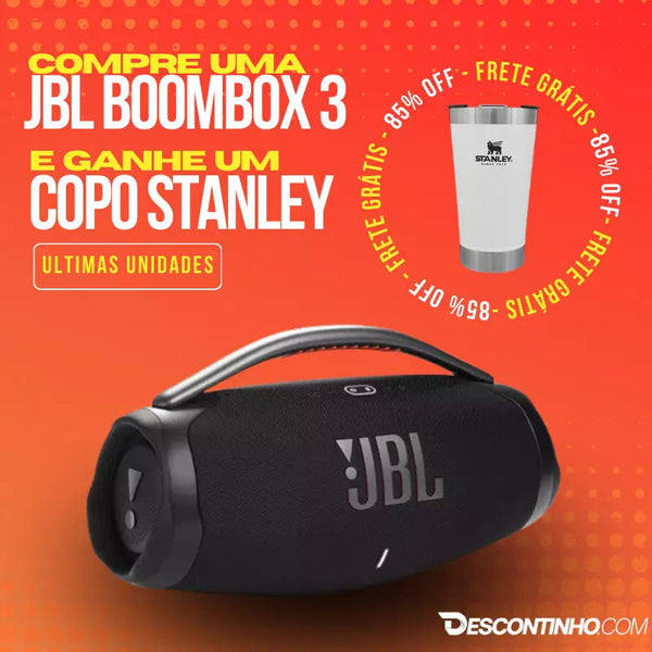 Caixa De Som Boombox 3 a prova D'Água Bluetooth Original + Copo Stanley 473 ml [Últimas Unidades] Moda em Foco 