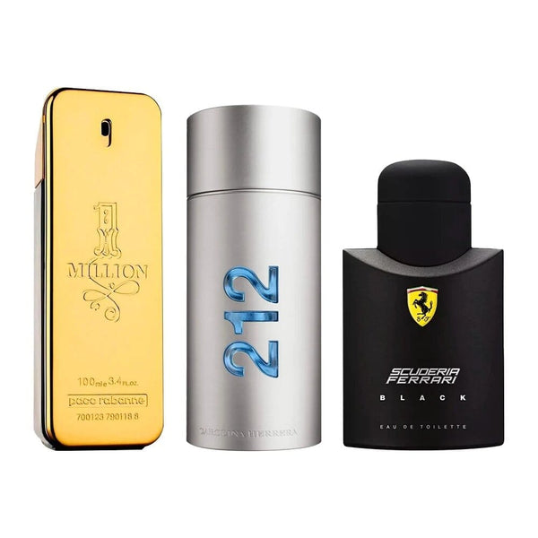 Combo de 3 Perfumes Masculinos - 1 Million, 212 MEN e Ferrari Black Beleza e Perfumaria Divina Elegância 