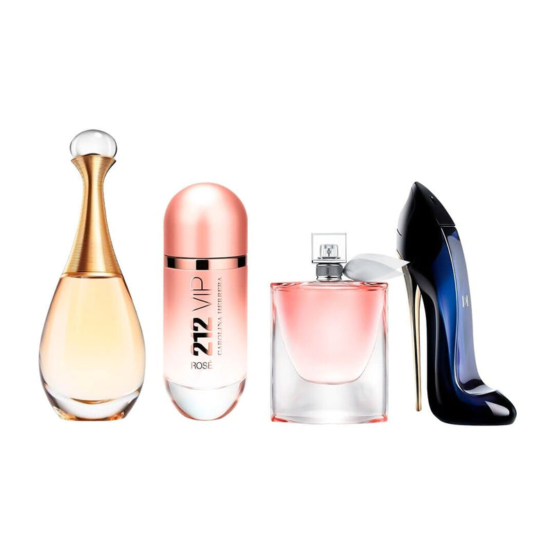 Combo de 4 Perfumes Femininos - J'adore, 212 VIP Rosé, La Vie est Belle e Good Girl Beleza e Perfumaria Divina Elegância 