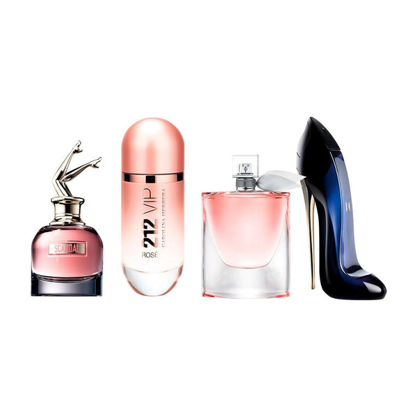 Combo de 4 Perfumes Femininos - Scandal, 212 VIP Rosé, La Vie est Belle e Good Girl Beleza e Perfumaria Divina Elegância 