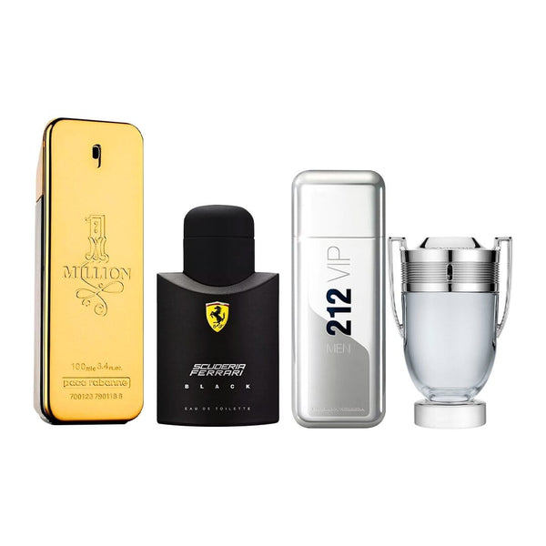 Combo de 4 Perfumes Masculinos - 1 Million, Ferrari Black, 212 VIP NYC e Invictus Beleza e Perfumaria Divina Elegância 