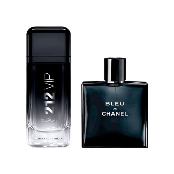 Combo de Perfumes Masculinos 212 VIP Black e Bleu de Chanel Beleza e Perfumaria Divina Elegância 