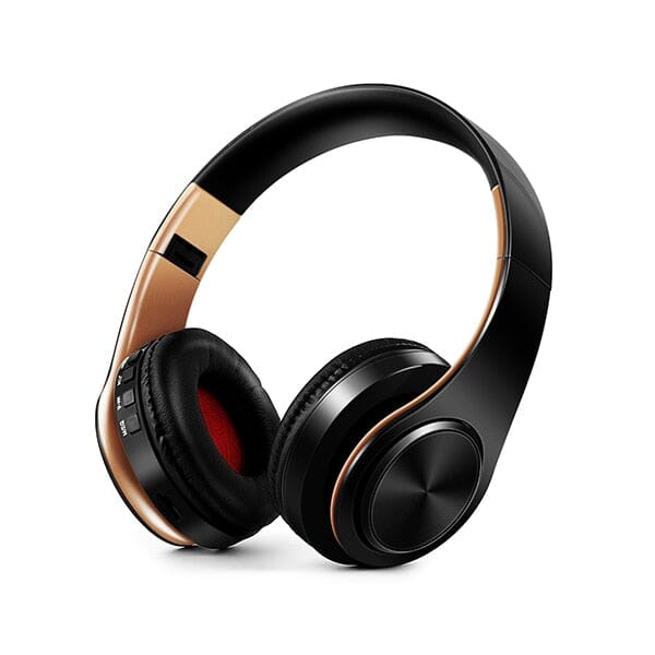 Fone de ouvido Bluetooth Sem fio Dobrável Fone de ouvido Bluetooth Sem fio Dobrável Divina Elegância Preto e Ouro 