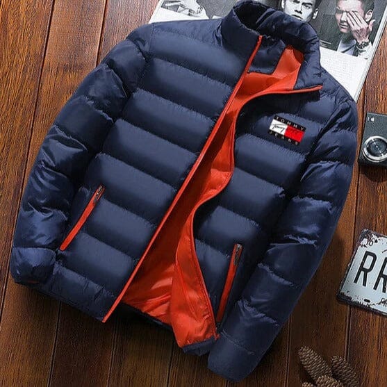 Jaqueta Casual Masculina Jaqueta Casual Masculina Divina Elegância Azul/Laranja P 
