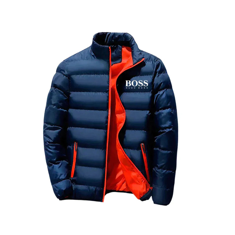 Jaqueta Masculina Premium Boss Jaqueta de frio Impermeável Divina Elegância Azul com Laranja P 