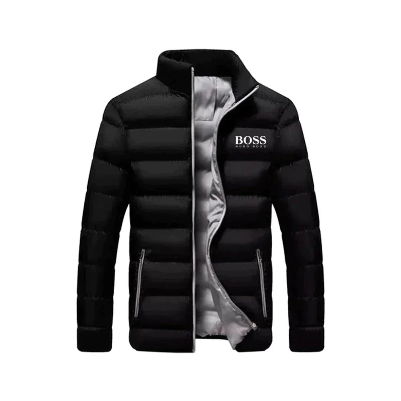 Jaqueta Masculina Premium Boss Jaqueta de frio Impermeável Divina Elegância Preto com Cinza P 
