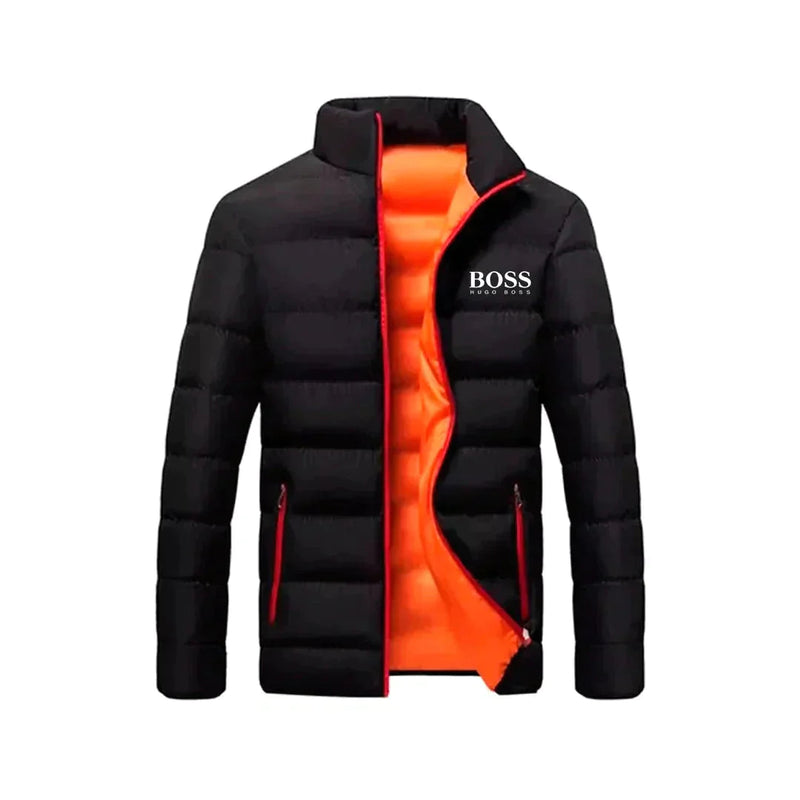 Jaqueta Masculina Premium Boss Jaqueta de frio Impermeável Divina Elegância Preto com Laranja P 