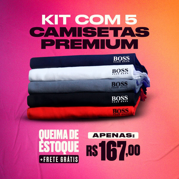 Kit 5 Camisetas H. Boss - Pague 3 e Leve 5 - ÚLTIMAS UNIDADES Kit 5 Camisas Premium H. Boss Divina Elegância 