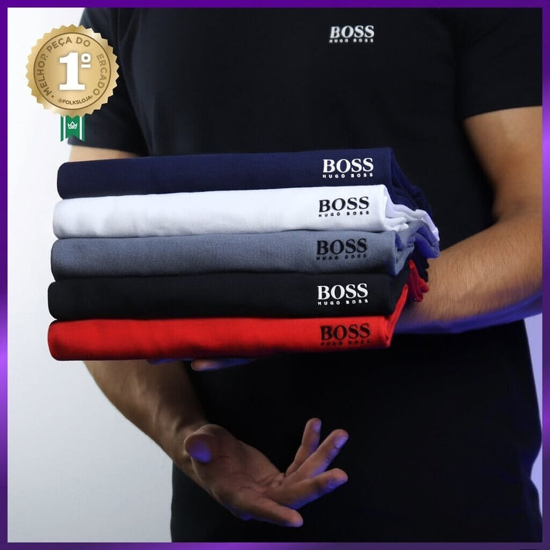 Kit 5 Camisetas H. Boss - Pague 3 e Leve 5 - ÚLTIMAS UNIDADES Kit 5 Camisas Premium H. Boss Divina Elegância Cores Sortidas P 