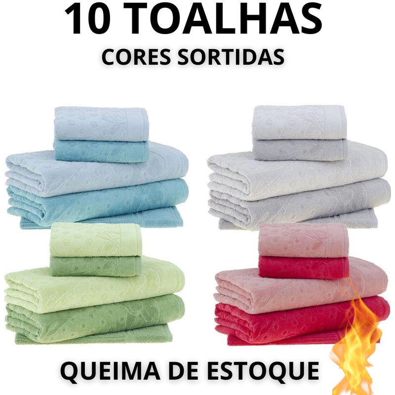 (OFERTA RELÂMPAGO🔥 - ÚLTIMO DIA) [COMPRE 3 LEVE 10] MEGA KIT Com 10 Toalhas Super Banhão - QUEIMA de ESTOQUE Toalhas Divina Elegância 