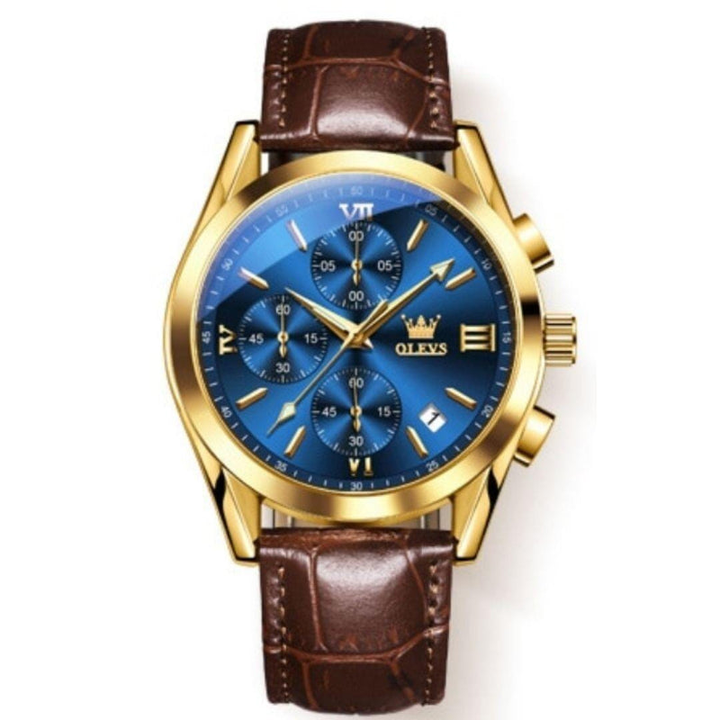 Relógio de Couro OLEVS - Premium Relógio de couro Redondo Divina Elegância 