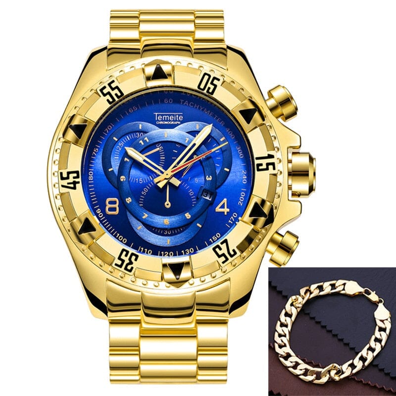 Relógio Luxuoso- Temeite Relógio Luxuoso- Temeite Divina Elegância Ouro com Azul 