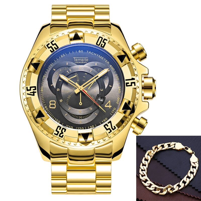 Relógio Luxuoso- Temeite Relógio Luxuoso- Temeite Divina Elegância Ouro com Preto 