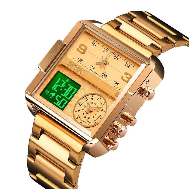 Relógio Masculino Skmei Quadrado Luxo C/ Cronógrafo E Data Relógio Masculino Skmei Quadrado Luxo C/ Cronógrafo E Data Divina Elegância 