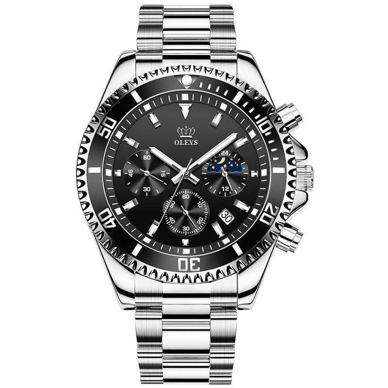 Relógio OLEVS - Aço inoxidável Relógio OLEVS - Aço inoxidável Divina Elegância Prata e Preto 