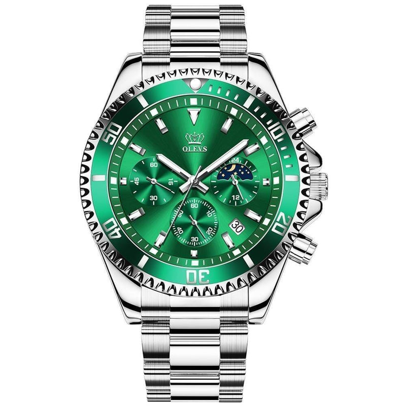 Relógio OLEVS - Aço inoxidável Relógio OLEVS - Aço inoxidável Divina Elegância Prata e Verde 