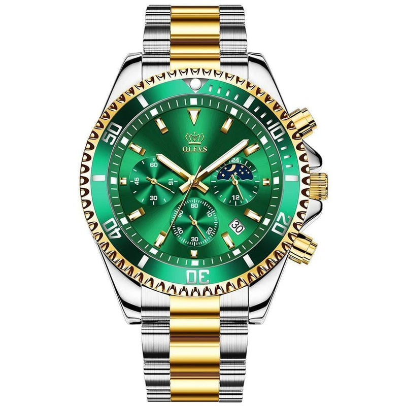 Relógio OLEVS - Aço inoxidável Relógio OLEVS - Aço inoxidável Divina Elegância Prata Ouro e Verde 