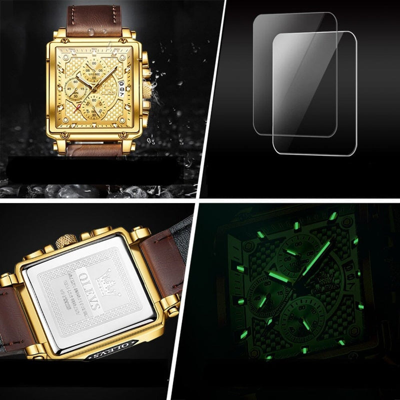 Relógio OLEVS Ouro fino - Couro legítimo Relógio OLEVS Ouro fino - Couro legítimo Divina Elegância 