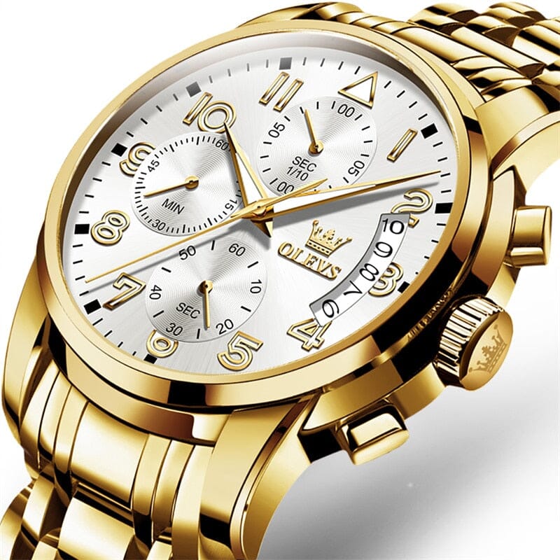 Relógio ouro fino - Aço inoxidável (Edição limitada) Relógio OLEVS Edição limitada Divina Elegância Ouro e Branco 