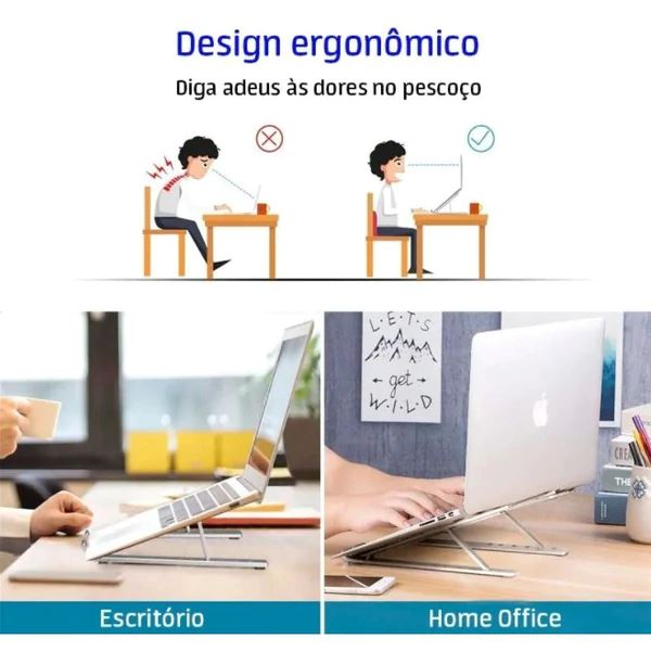 Suporte notebook Dobrável Ergonômico Suporte para notebook-Acessórios para eletrônicos 001 Divina Elegância 